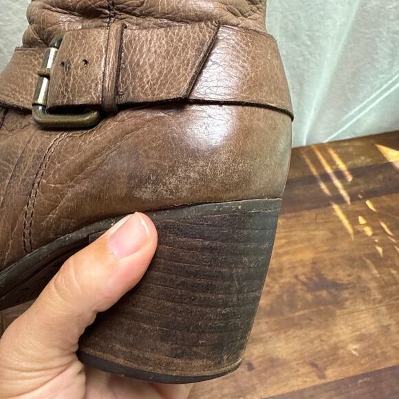 Naya Virtue Brown Leather Ankle Boots Women's Size 6 1/2 Buckle Zip Western Boho - Picture 12 of 14